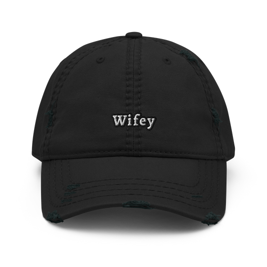 Black Wifey Distressed Cap