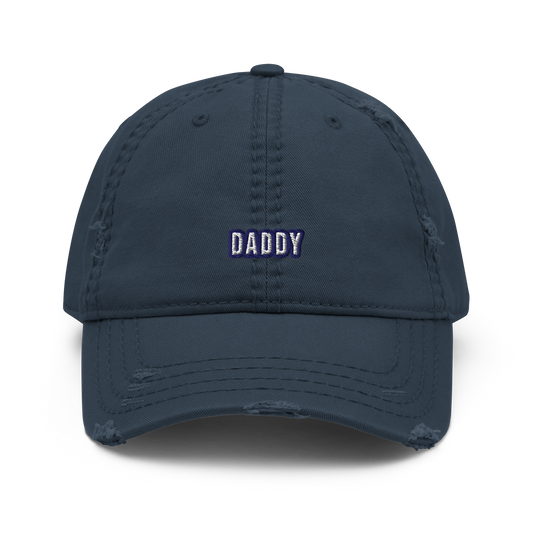 Navy Daddy Distressed Cap