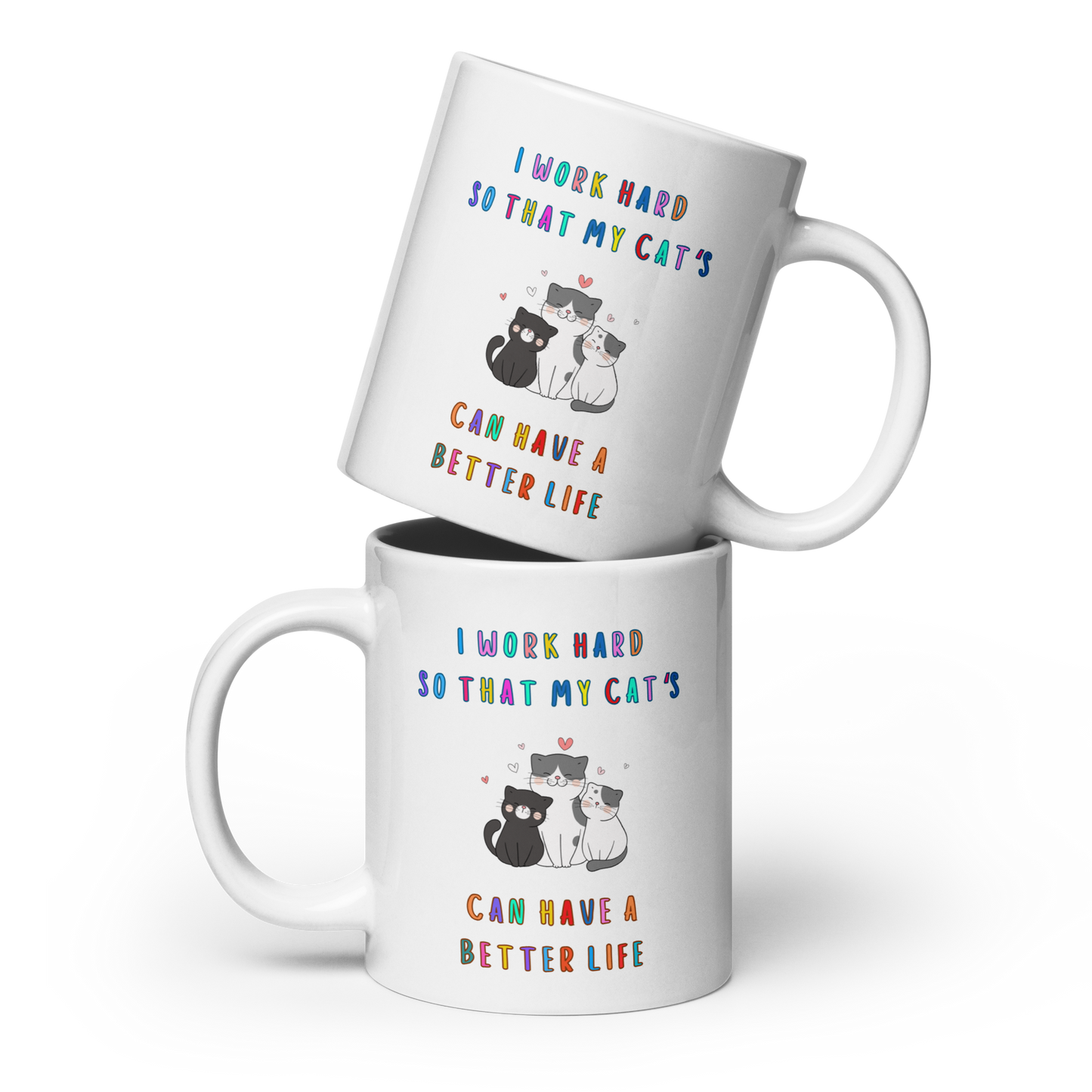 I Work Hard Funny Cat Mug