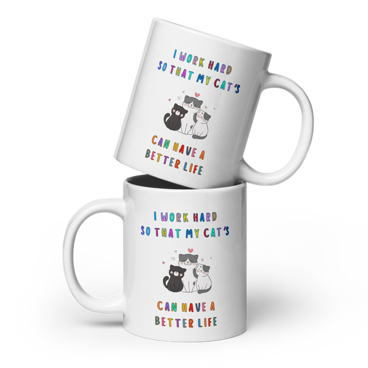 I Work Hard Funny Cat Mug